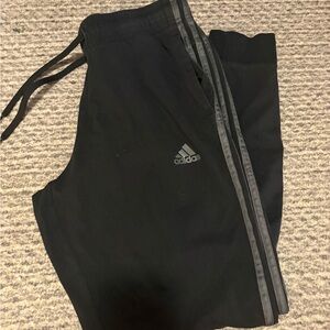 adidas Black Track Pants with Gray Three-Stripes jogger